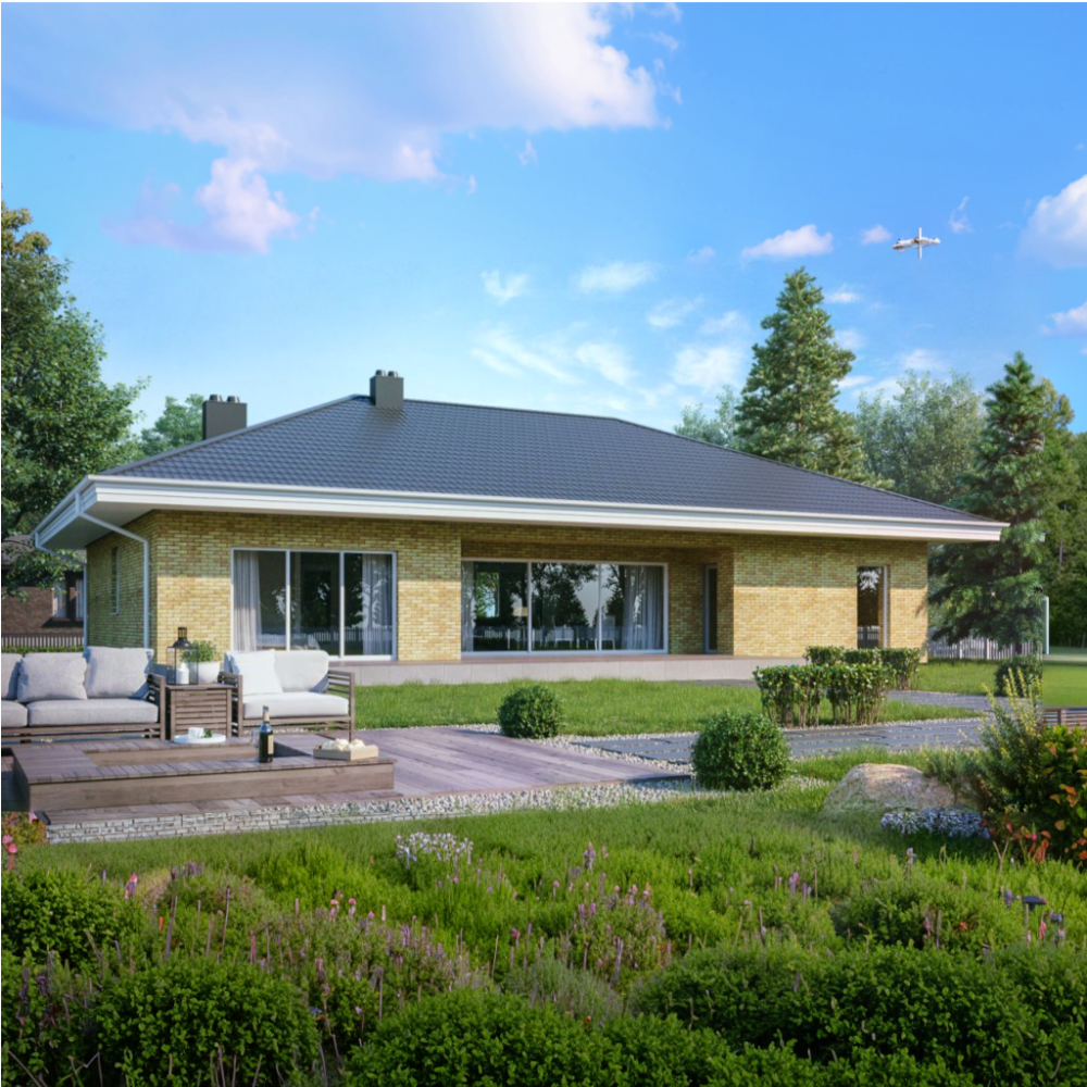 Проект дома из кирпича один этаж 150 м2