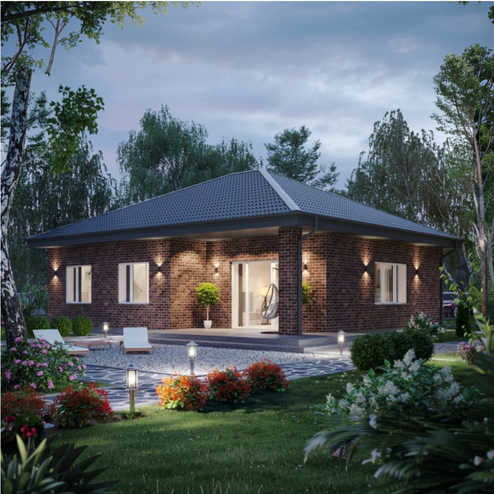 Проект дома из кирпича одноэтажный 105 м2