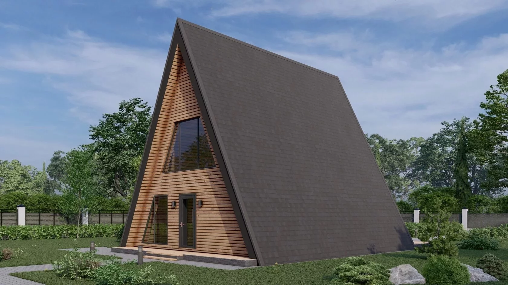 Проект каркасного дома А-Фрейм 75м2