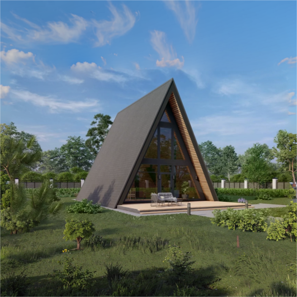 Проект каркасного дома А-Фрейм 75м2