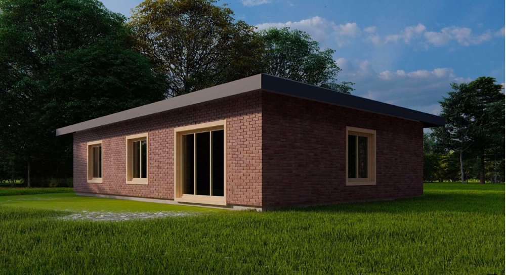 Проект одноэтажного кирпичного дома 83 м2