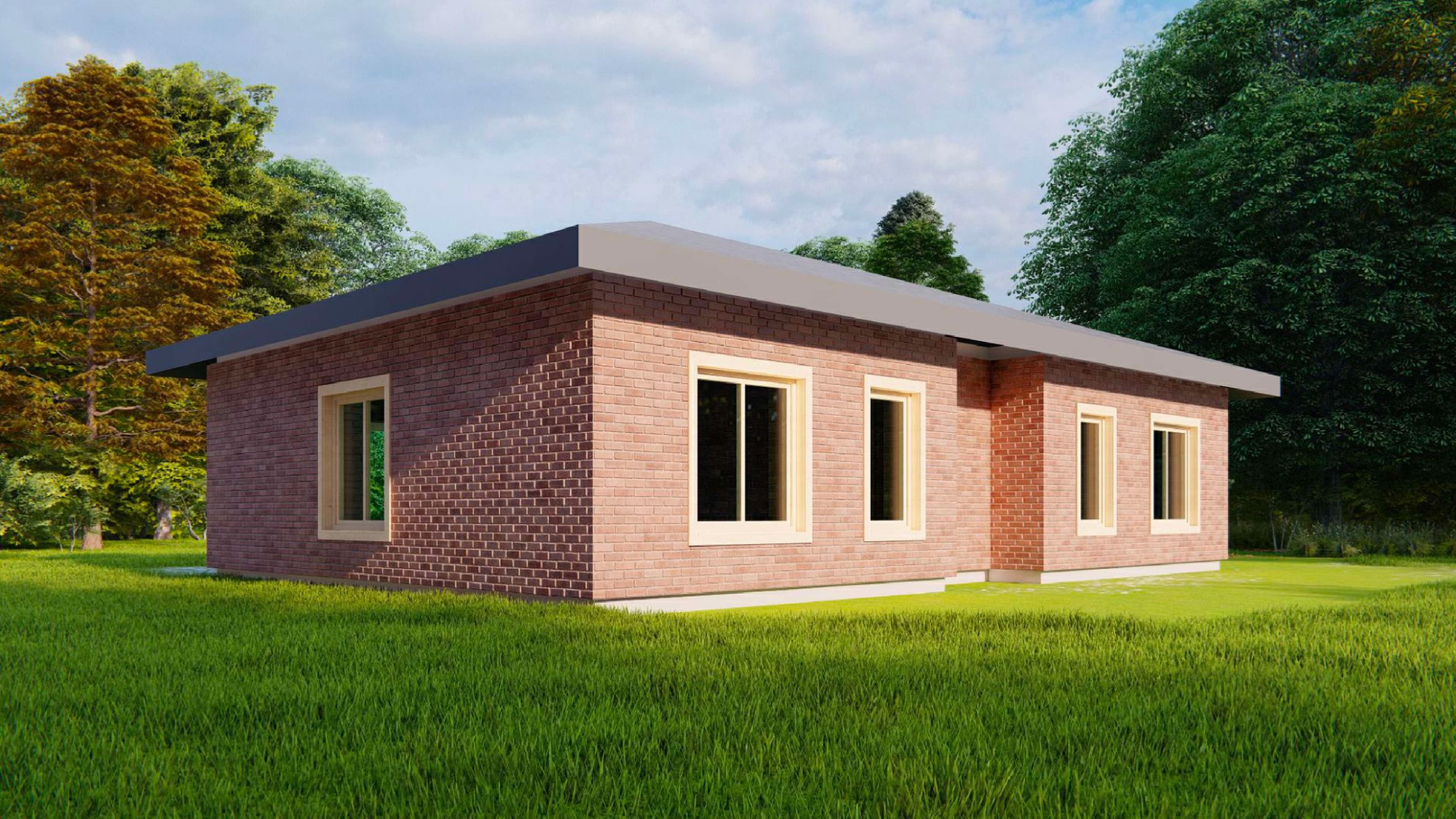 Проект одноэтажного кирпичного дома 83 м2