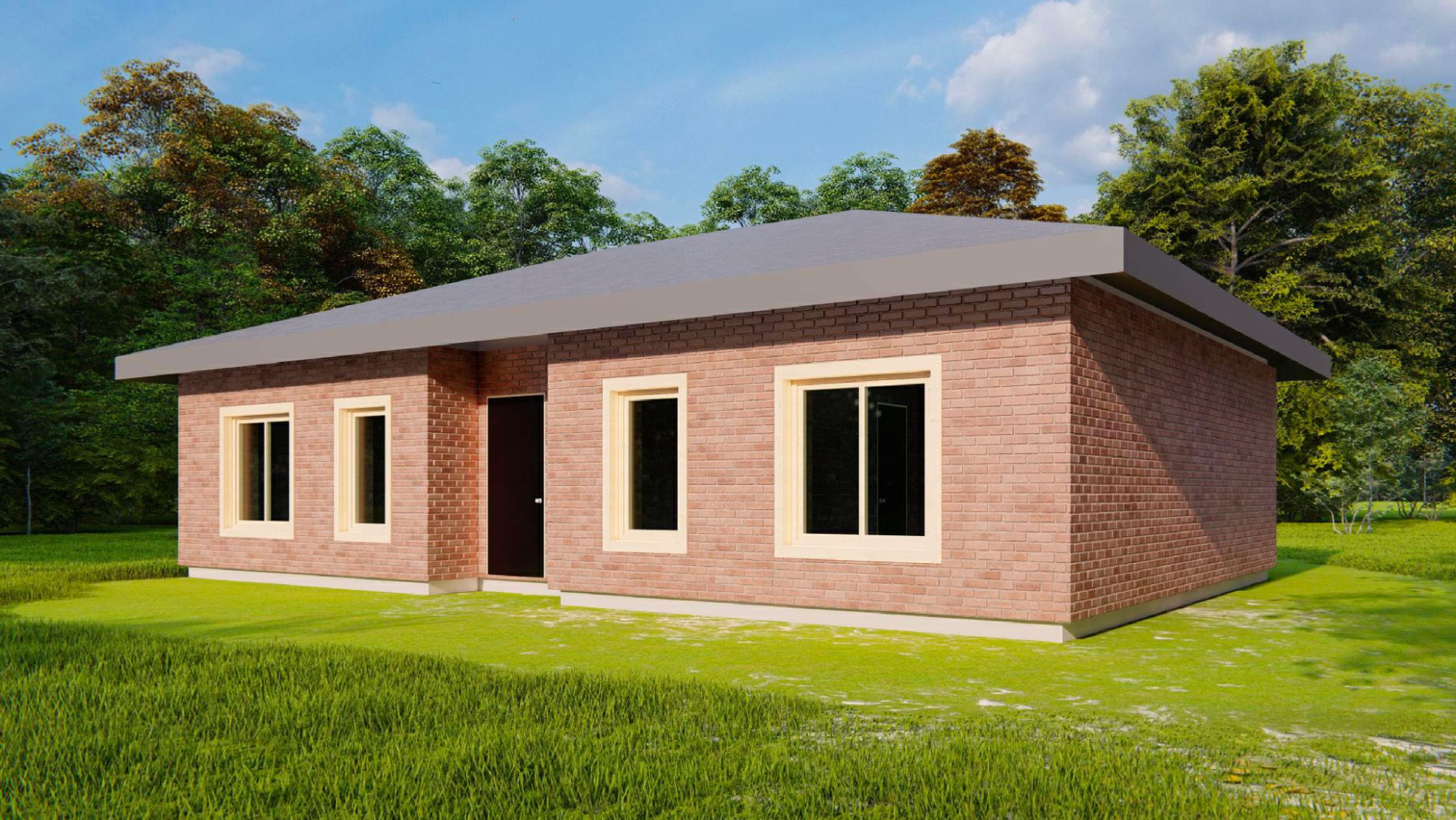 Проект одноэтажного кирпичного дома 83 м2